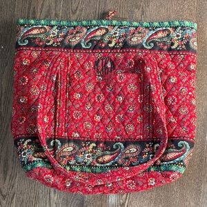 Vibrant Red Paisley Tote Bag